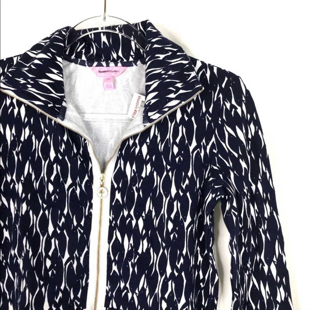 Lilly Pulitzer | Navy & White Fish Print Leona Zip
